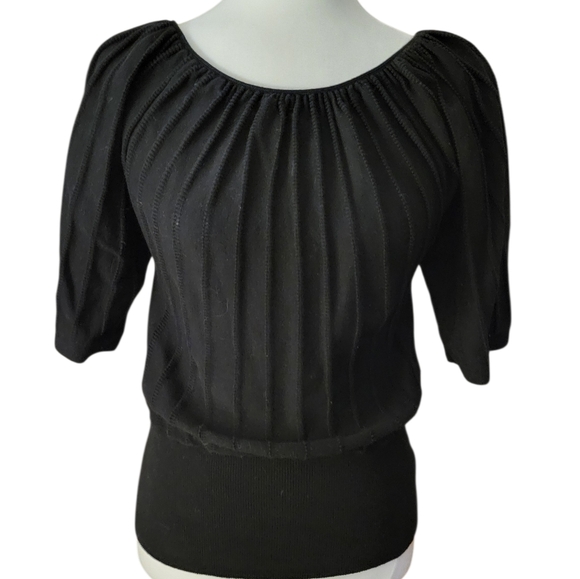 PUFF SLEEVE RIBBED TEXTURE KNIT TOP - Picture 2 of 8